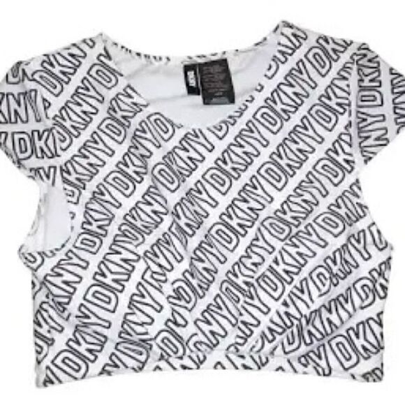 🛍️DKNY Women’s Logo soft white cropped Print Bikini swim Top , one piece XL 💥 - Picture 2 of 8